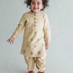Beige Khadi kurta and dhoti set